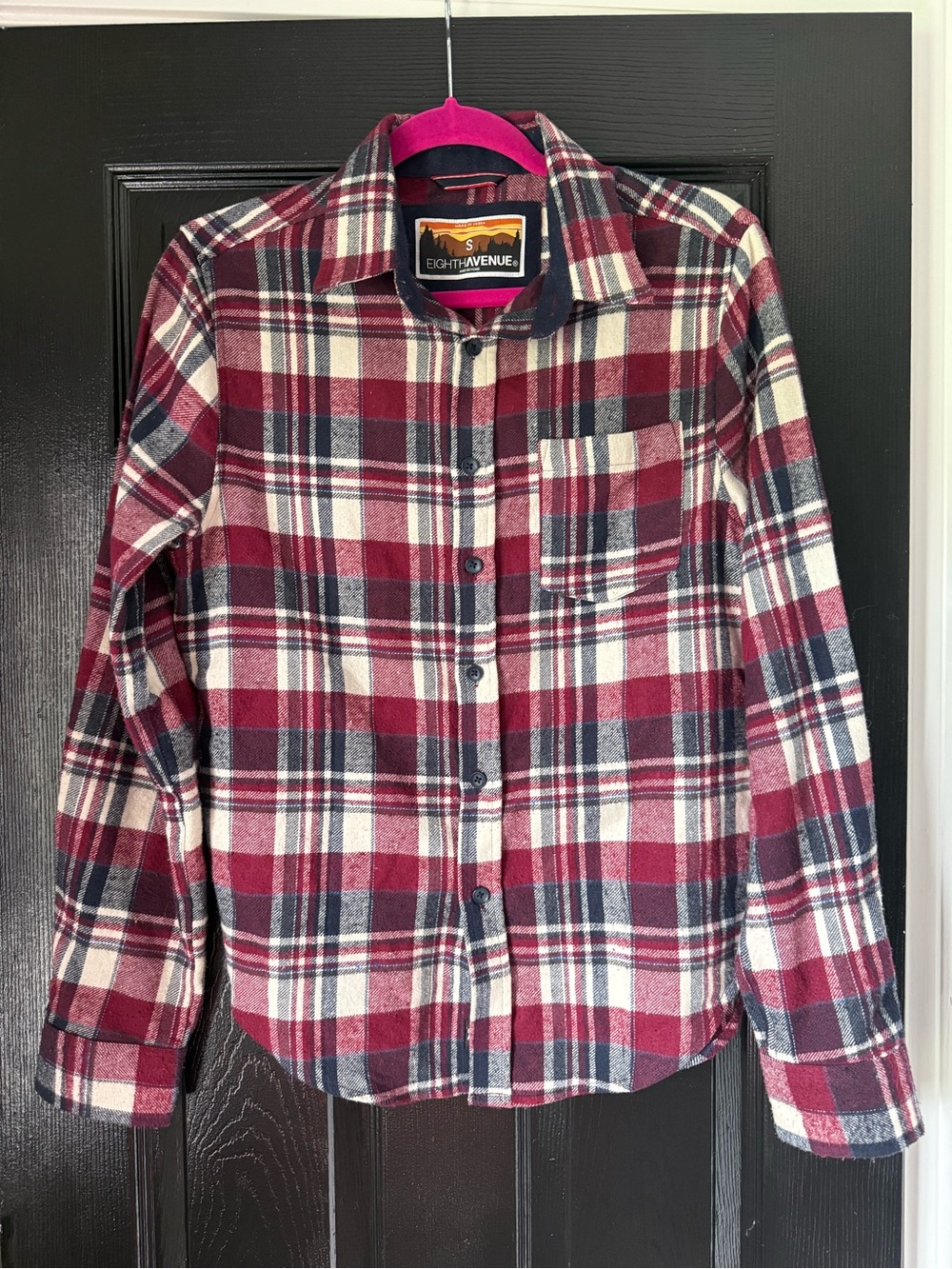 Eighth Avenue red blue plaid cozy flannel shirt S
